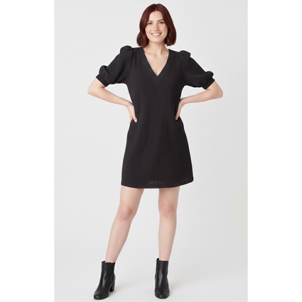 BB Dakota Steve Madden Womens Puff Short Sleeve Textured Shift Mini Dress XS